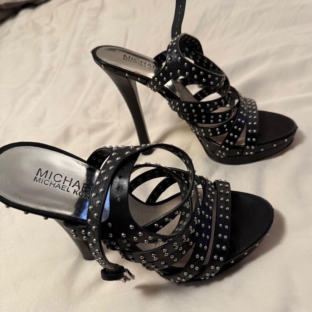 Michael Kors Black Strappy Studded Heels